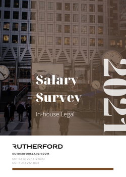 cover page of in-house legal salary survey 2021 rutherford