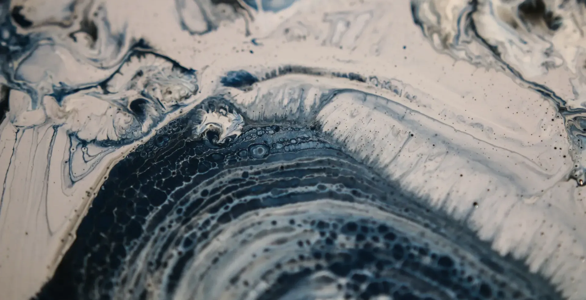 closeup of  blue and white oil paint