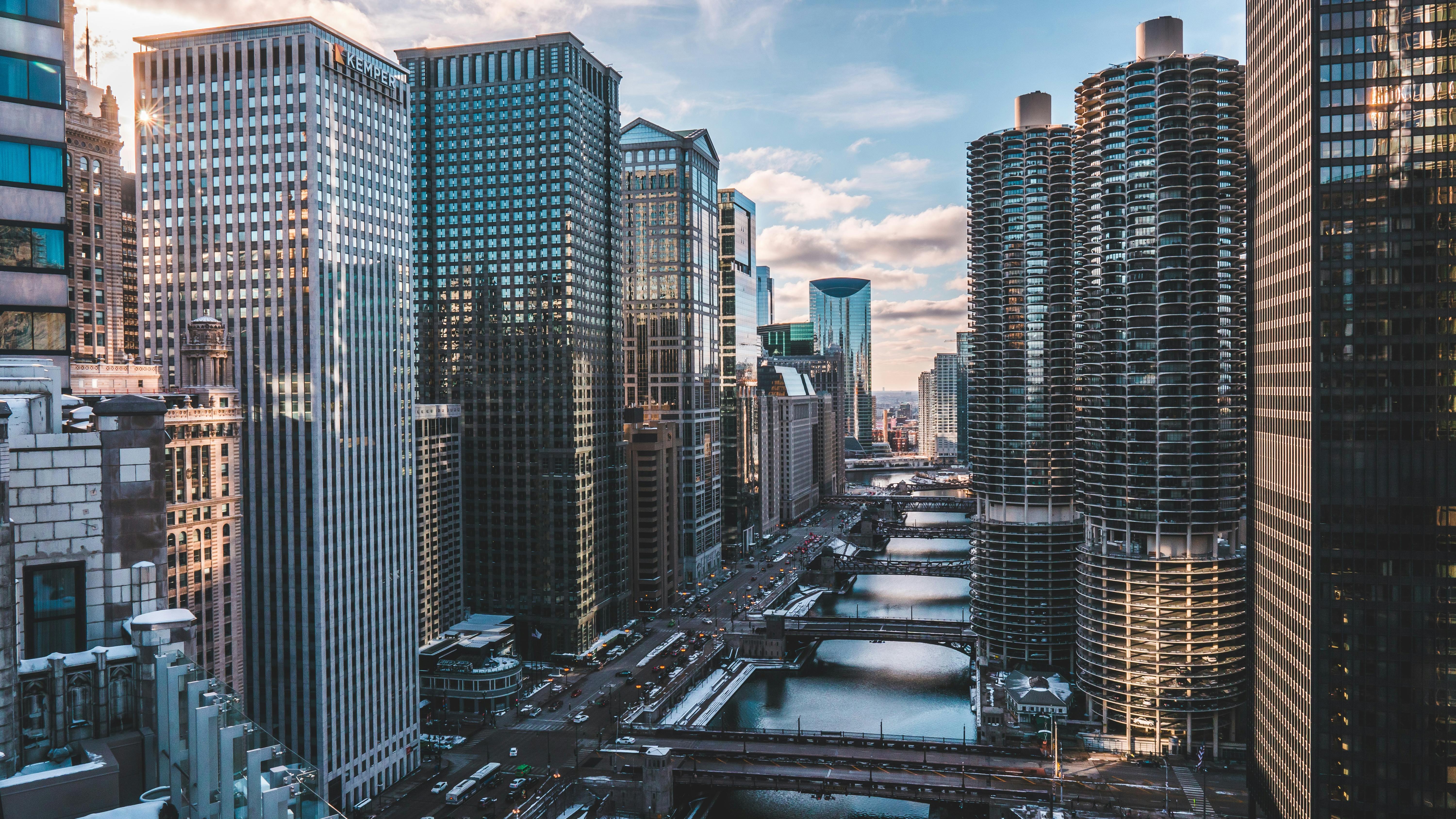 birds view of office buildings