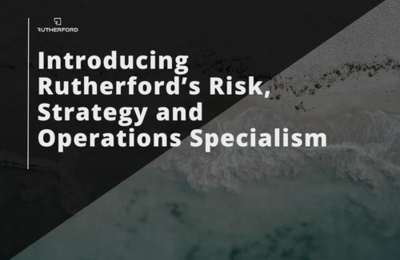 infographic saying introducing rutherford's risk, strategy and operations specialism