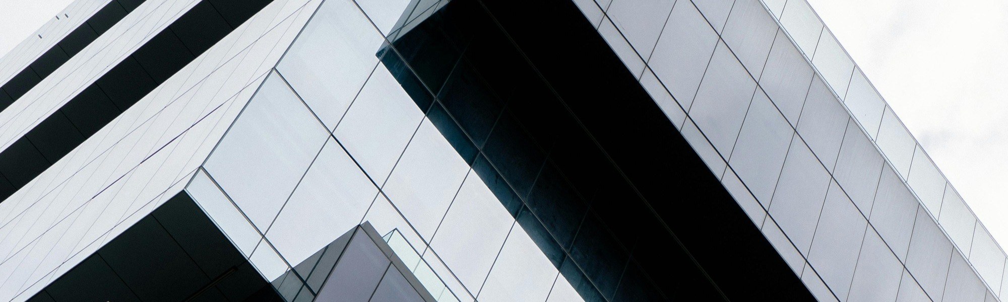 closeup of glass office building