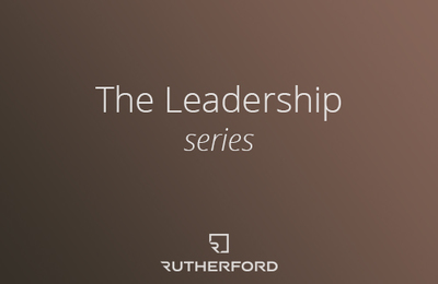 brown gradient with text overlay saying the leadership series rutherford