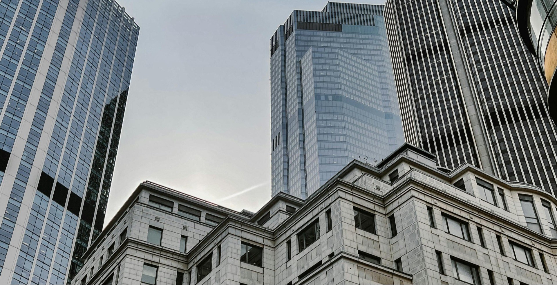 worms view of office buildings